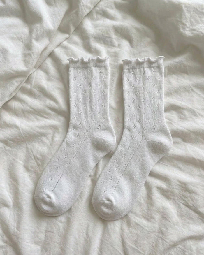 THERESE POINTELLE SOCKS - BRIGHT WHITE