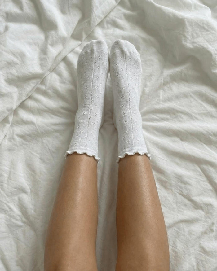 THERESE POINTELLE SOCKS - BRIGHT WHITE