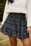 Through The Garden Black Multi Floral Skort