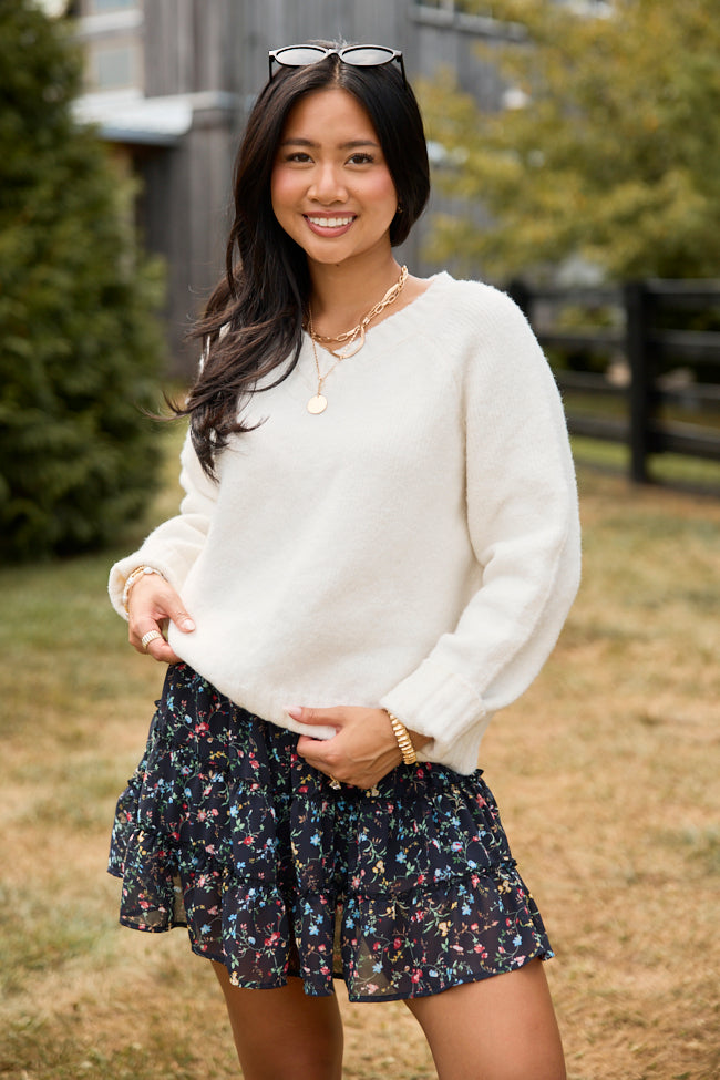 Through The Garden Black Multi Floral Skort