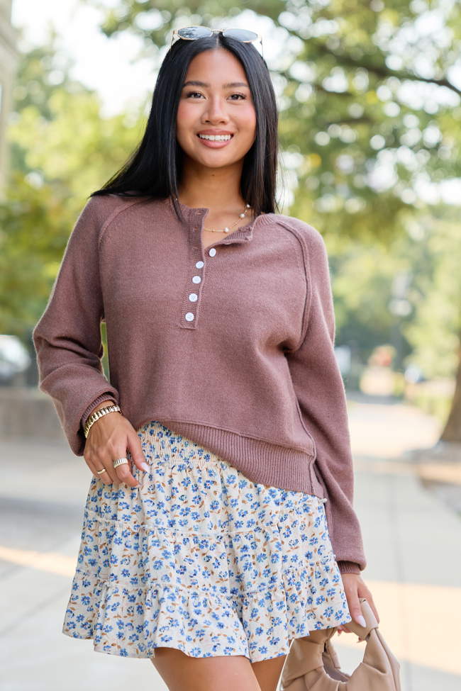 Through The Garden Cream/Blue Mini Skort