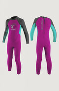 Toddler Reactor-2 2mm Back Zip Full Girls | BERRY/LIGHTAQUA/GRAPHITE