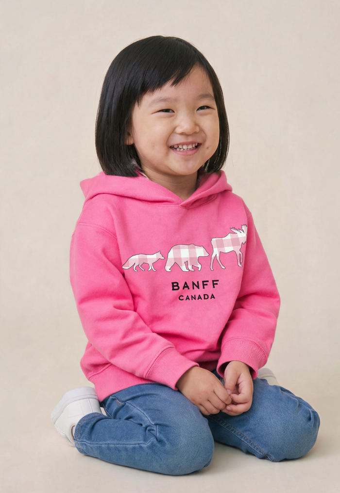 Toddlers Bubblegum Pink 3 Animals with Banff Hoodie