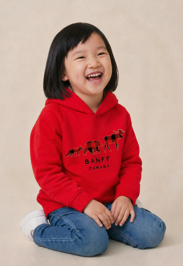 Toddlers Red 3 Animals with Banff Hoodie