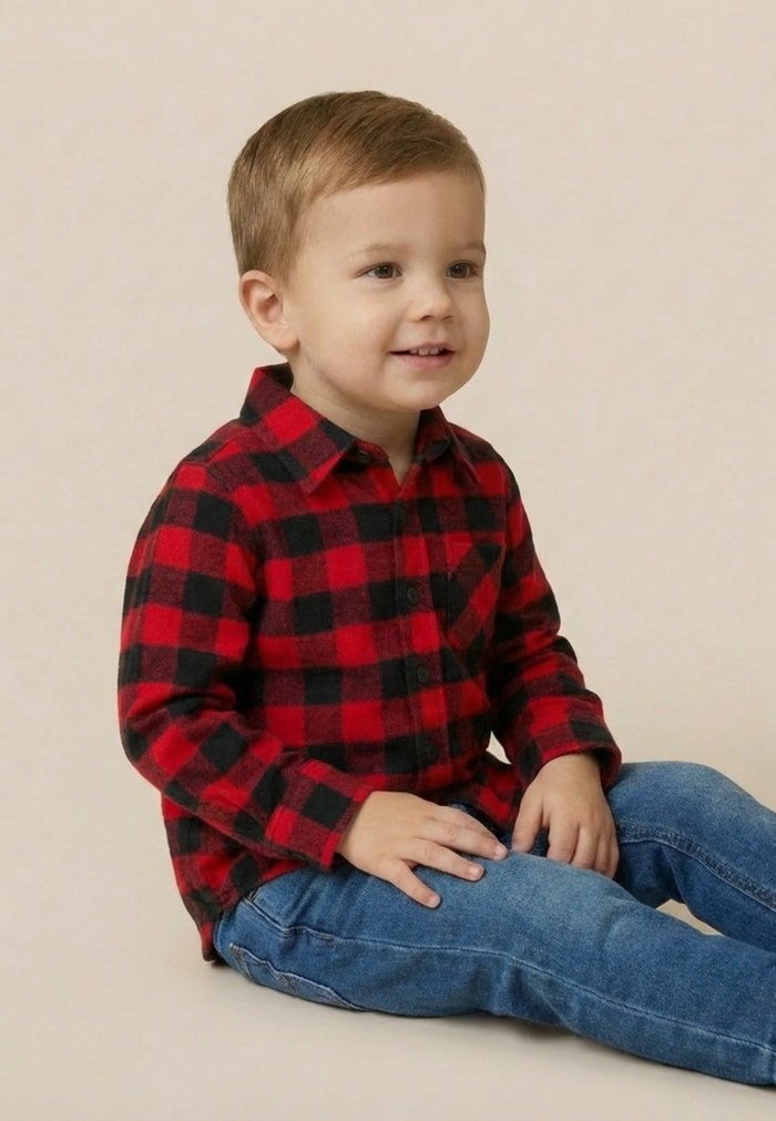 Toddlers Red and Black Buffalo Check Flannel Shirt