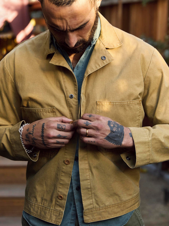 Dark Khaki tracker jacket in washed khaki