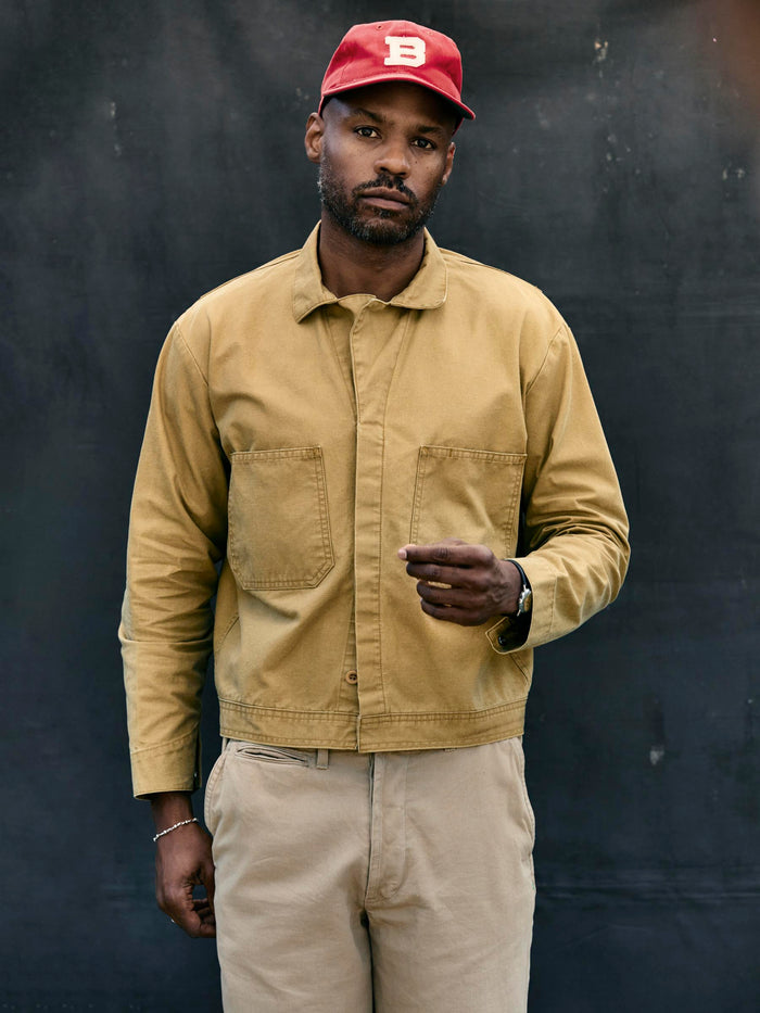 Dark Slate Gray tracker jacket in washed khaki