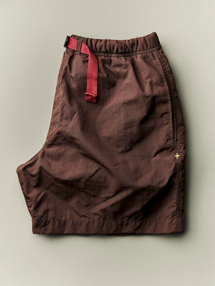 Gray trail short in brown
