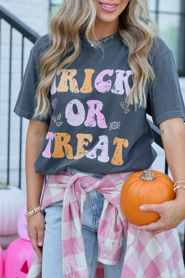 Trick Or Treat Dark Grey Graphic Tee