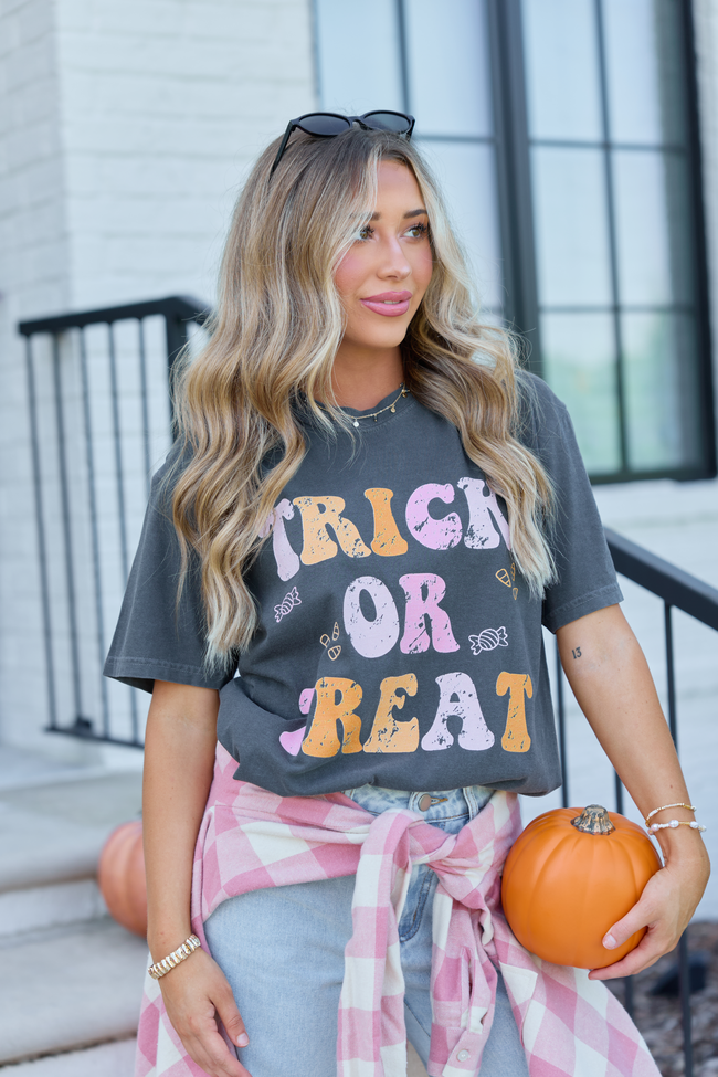 Trick Or Treat Dark Grey Graphic Tee
