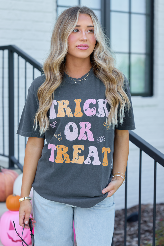 Trick Or Treat Dark Grey Graphic Tee
