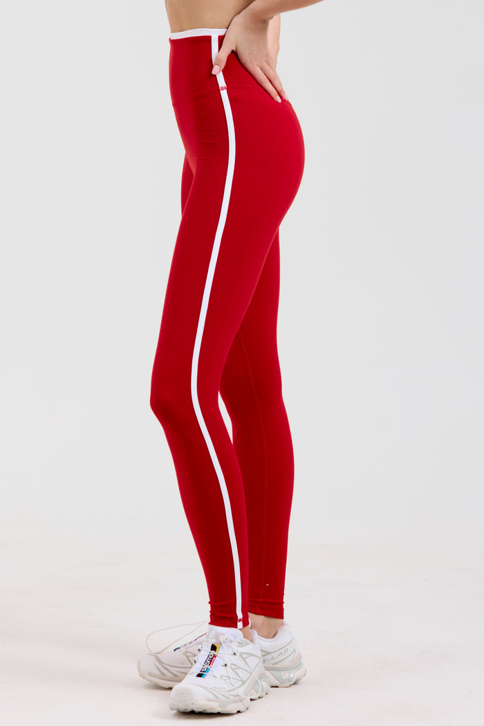 Two Tone Leggings - Cherry/White