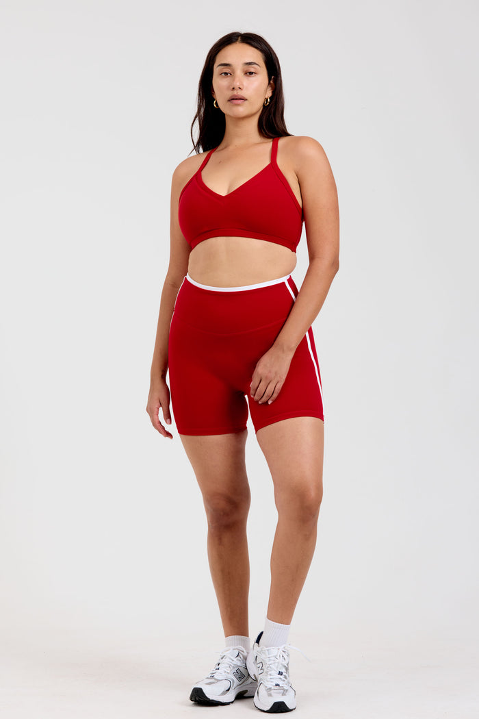 Two Tone Shorts - Cherry/White
