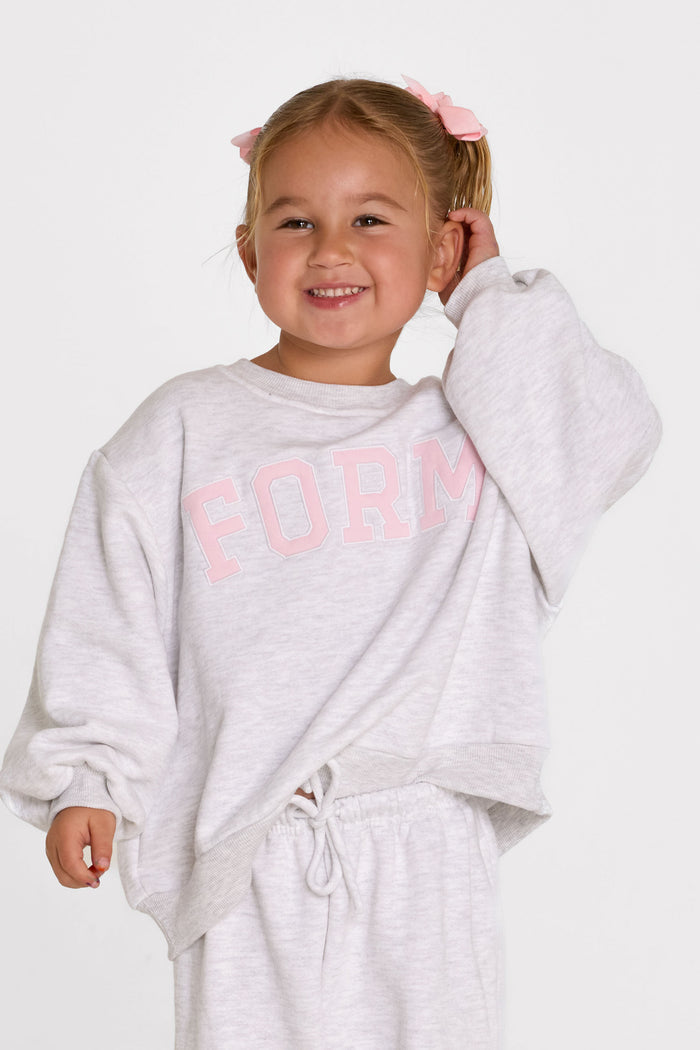 uniFORM Baby Crewneck - Heather Grey/Baby Pink
