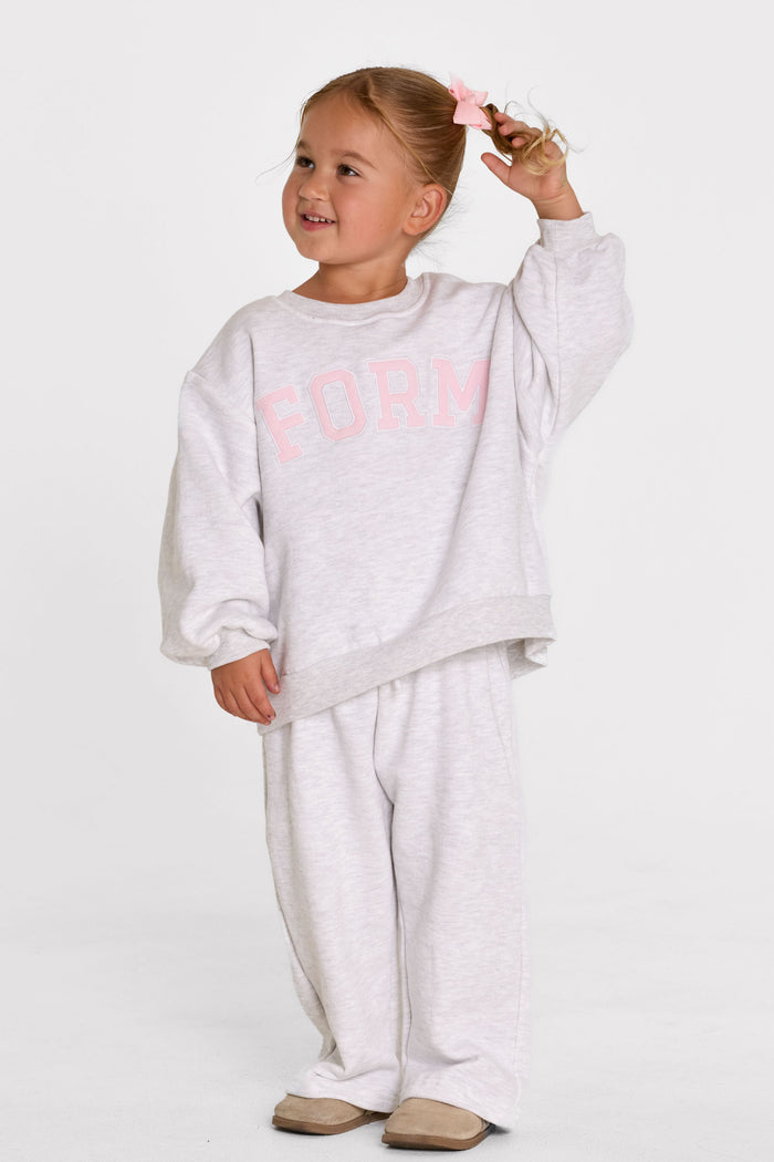 uniFORM Baby Crewneck - Heather Grey/Baby Pink