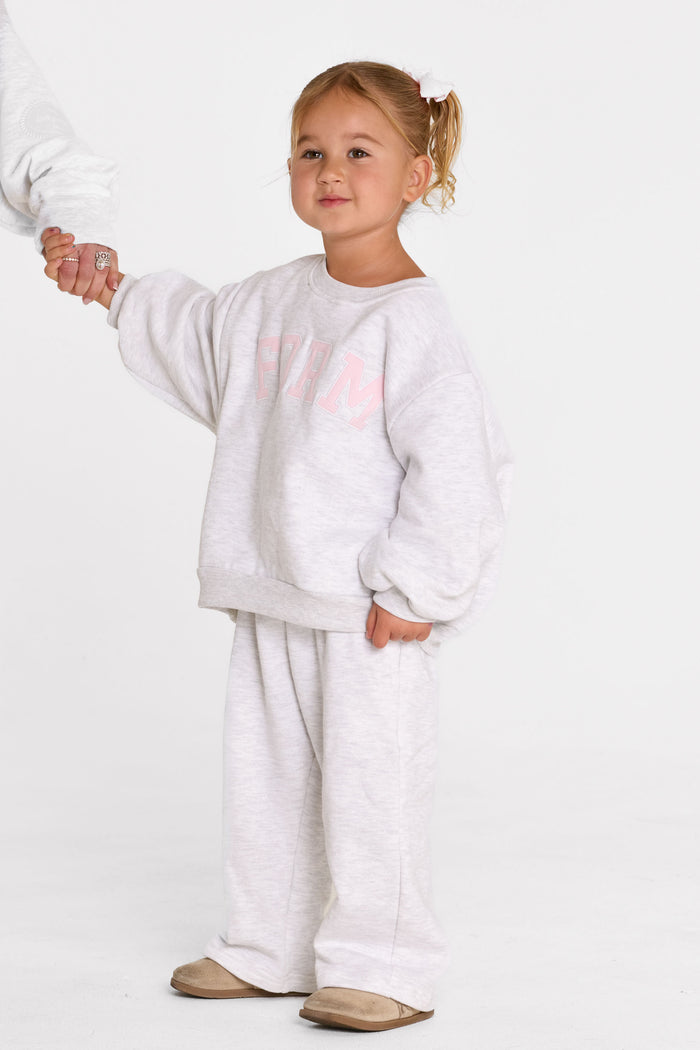 uniFORM Baby Crewneck - Heather Grey/Baby Pink