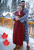 Unisex Kimino Flannel Robe in Red Black Buffalo Check
