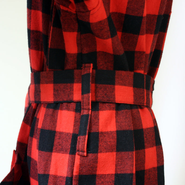 Unisex Kimino Flannel Robe in Red Black Buffalo Check