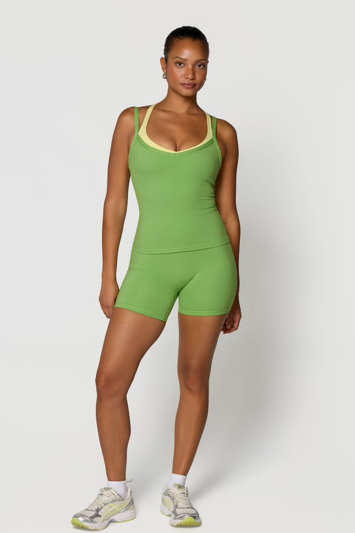 V Layered Tank - Moss/Lemon
