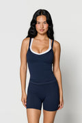 V Layered Tank - Navy/White