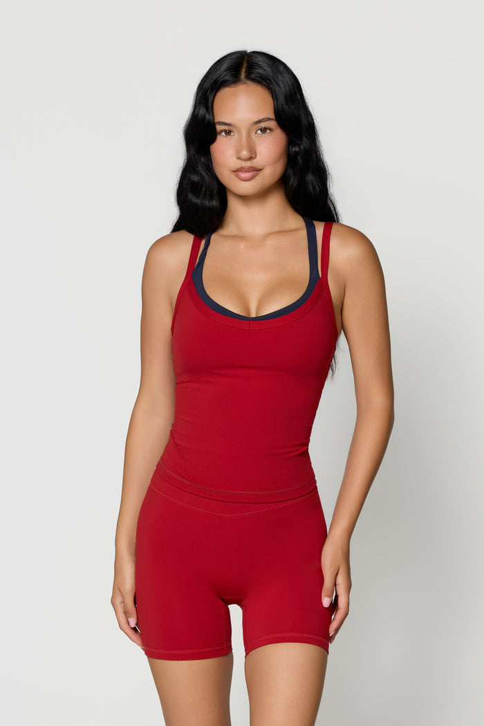 V Layered Tank - Ruby/Navy