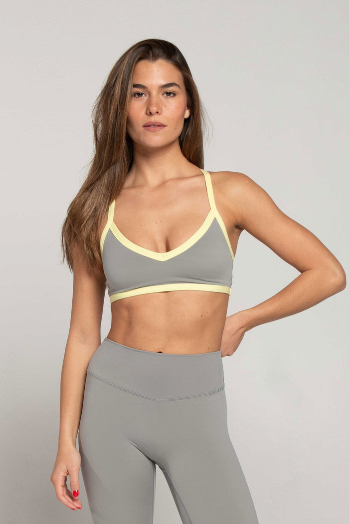 V-Neck Bra - Slate/Lemon