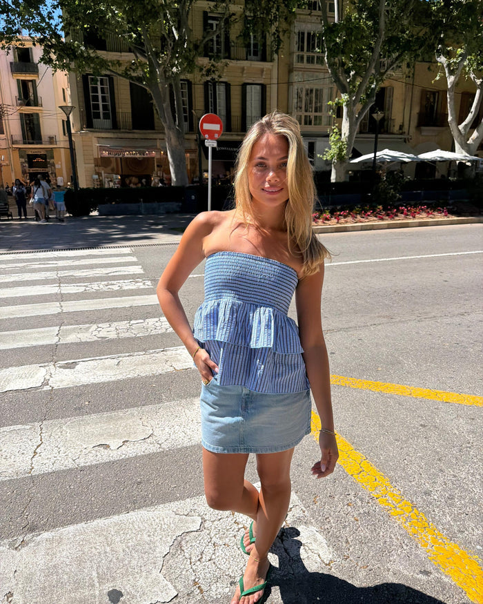 VIOLA RUFFLE TOP/SKIRT - BLUE