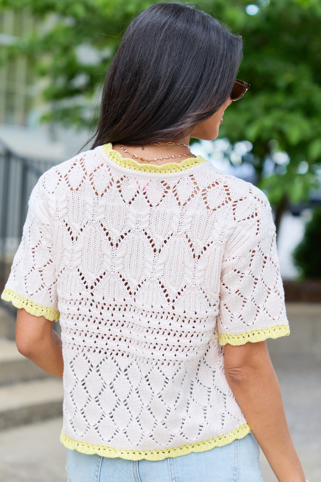 Wheatly Beige Short Sleeve Sweater