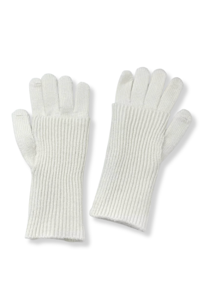 White 3-in-1 Wool-blend Knit Gloves
