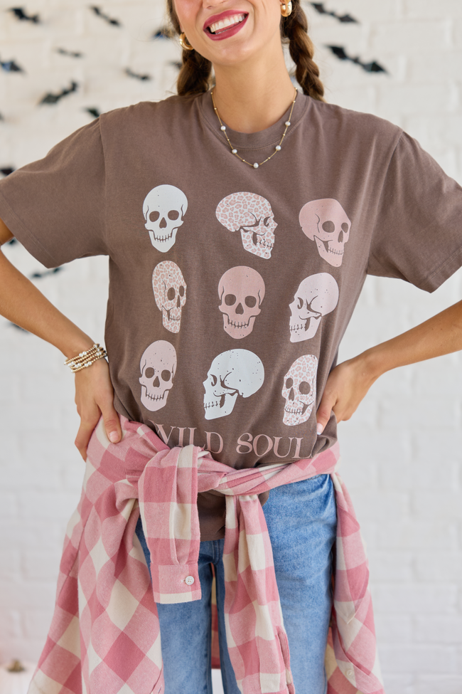 Wild Soul Skull Icons Brown Graphic Tee