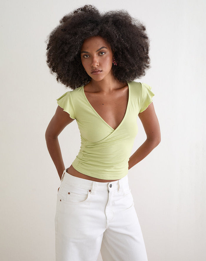 Image of Wilkes Wrap Top in Jersey Pistachio