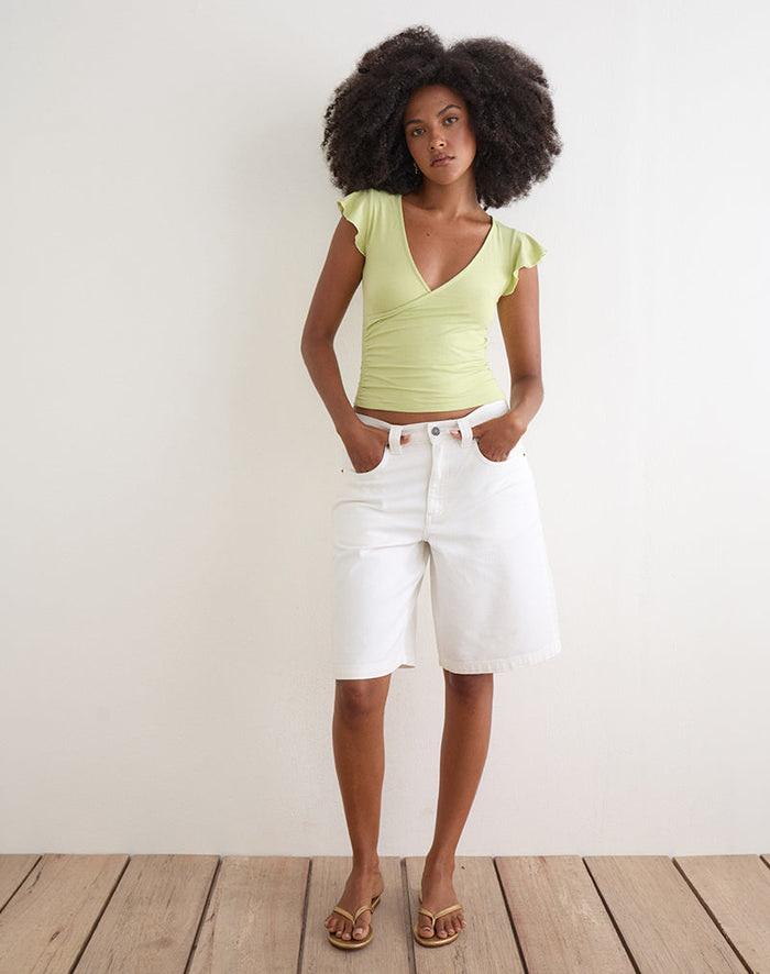 Image of Wilkes Wrap Top in Jersey Pistachio