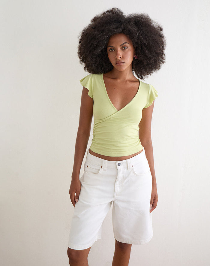 Image of Wilkes Wrap Top in Jersey Pistachio