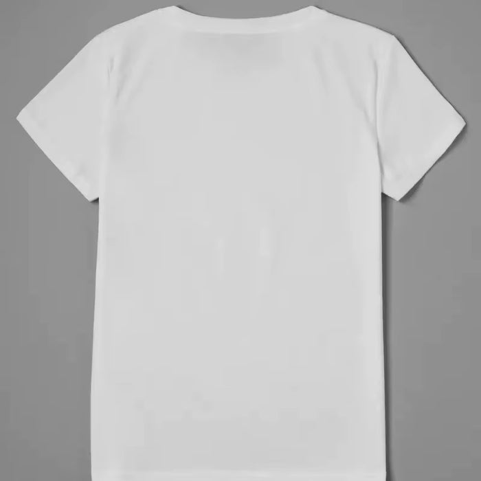 Women's Casual Short Sleeve Graphic T-Shirt with Love Heart Feather Design