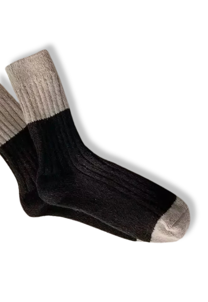 Wool Colorful Crew Socks - Black / Grey