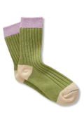 Wool Colorful Crew Socks - Green / Pink