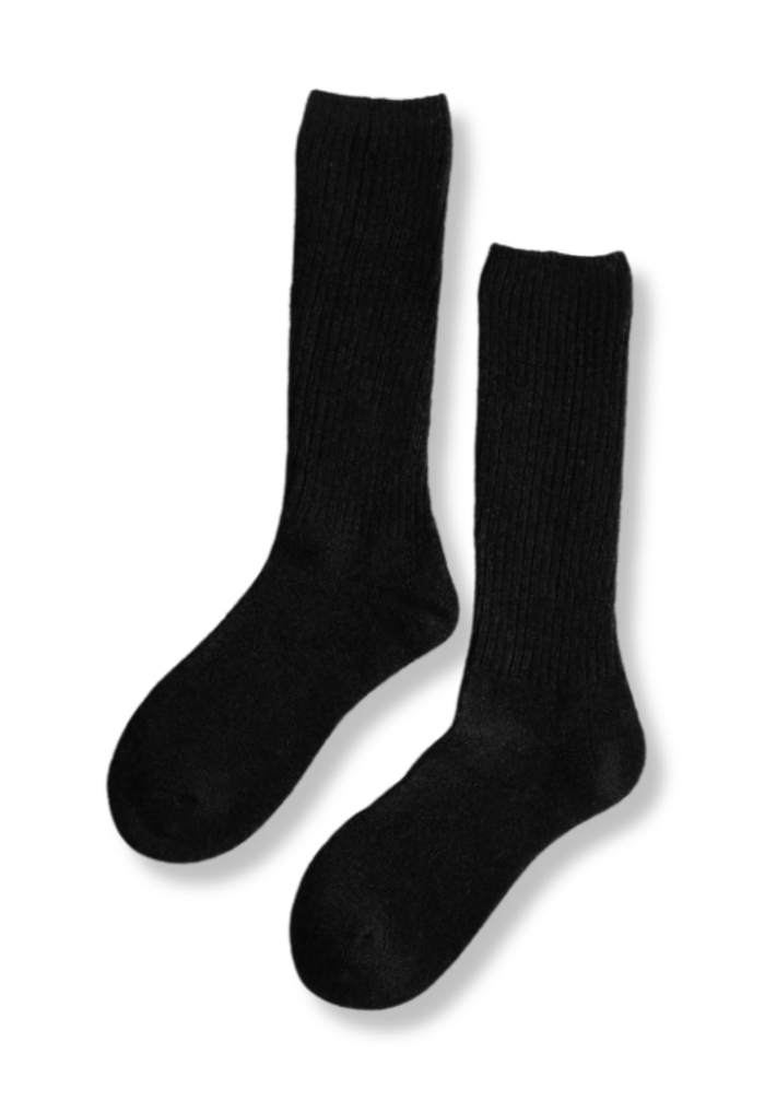 Wool Mid-Calf Socks - Black