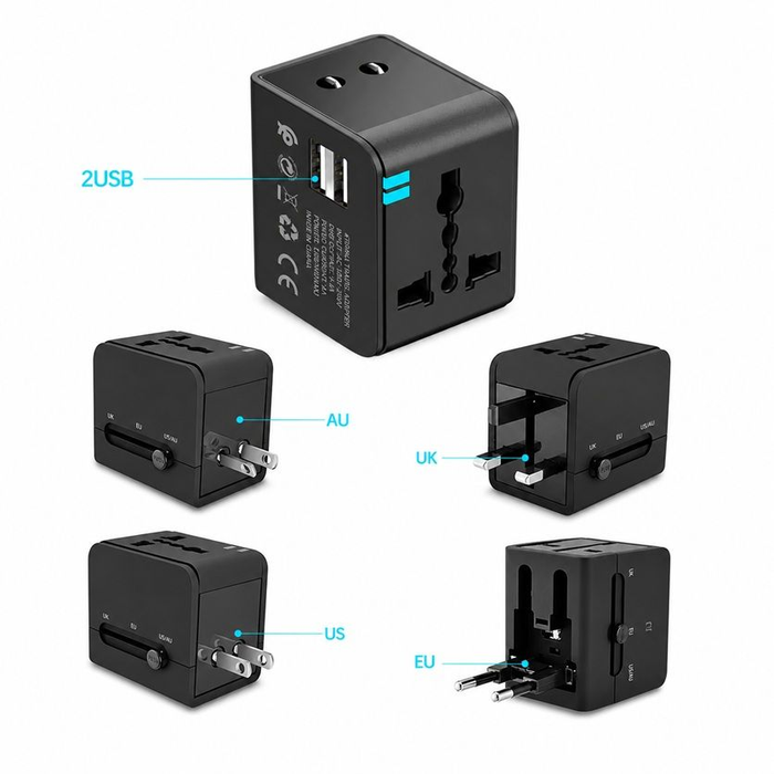 Worldwide Universal Travel Adapter Dual USB Fast Charging Power Plug for UK