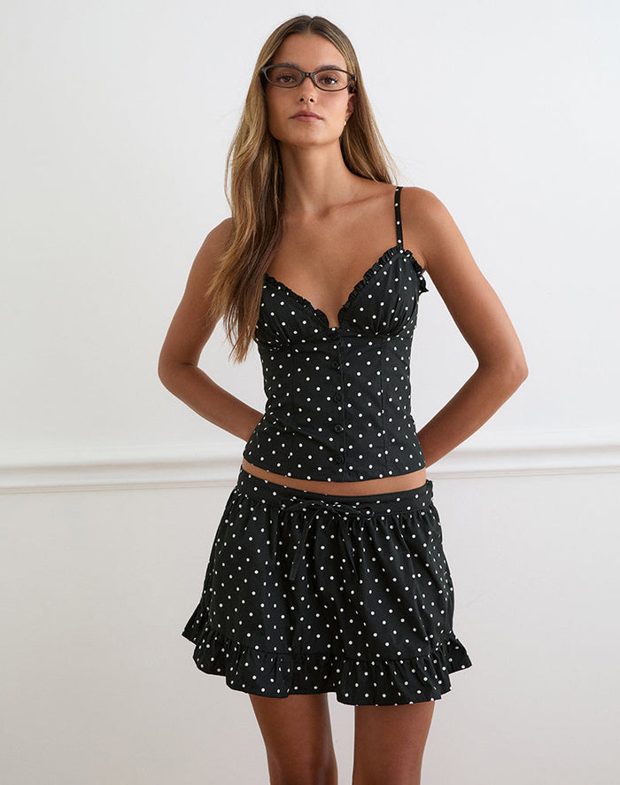 Image of Yasumi Mini Skirt in Basic Polka Black